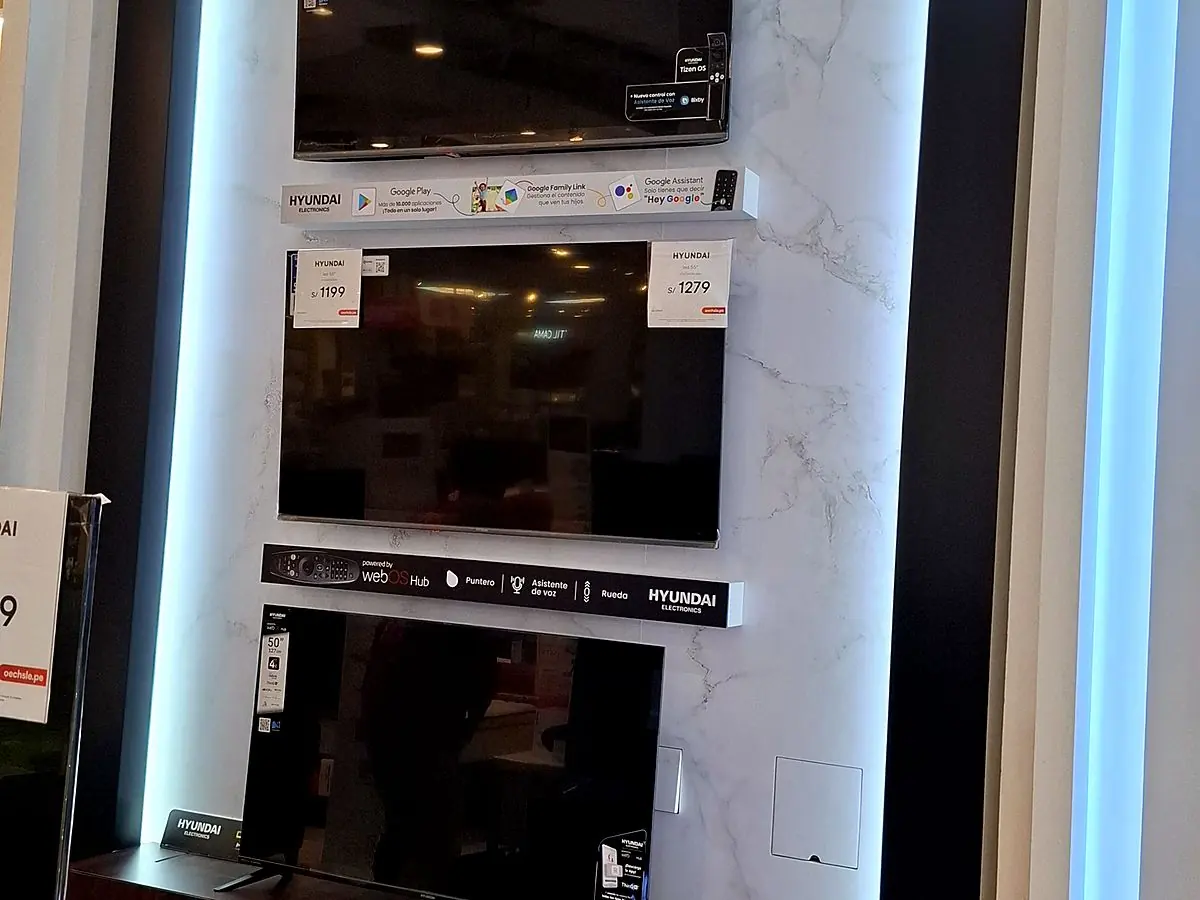 Mueble exhibidor iluminado para televisores